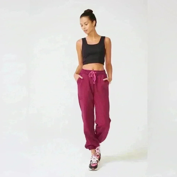 Terez Pants - TEREZ Sweatpants in Black Raspberry sz XS